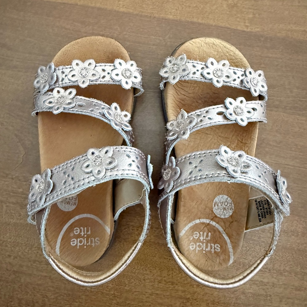 Stride Rite Rose Gold Floral Strap Sandals